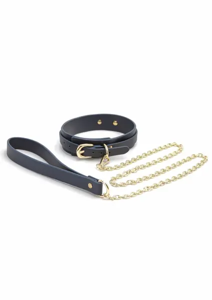 NS Novelties Bondage Couture Collar & Leash Set - Elegant Blue Design
