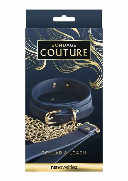 NS Novelties Bondage Couture Collar & Leash Set - Elegant Blue Design