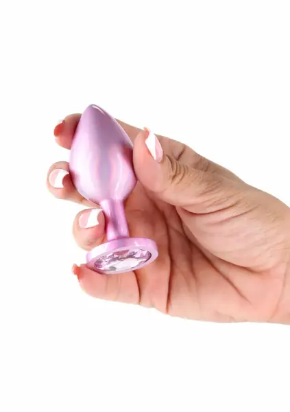 Iridescent Pink Medium Chrome-Plated Aluminum Intimate Plug