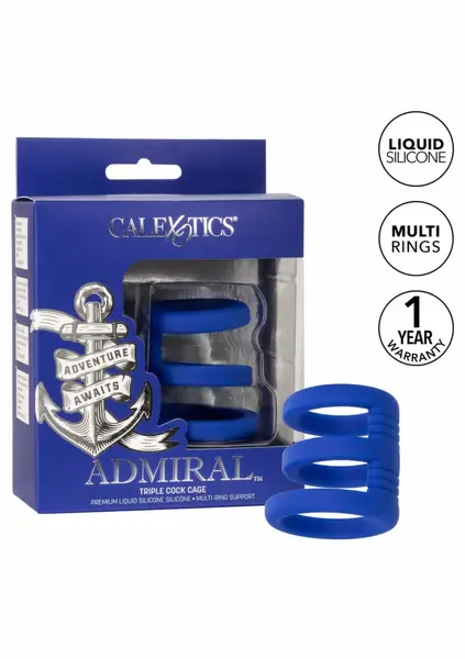 Admiral Triple Cock Cage Silicone Multi-Ring Support 4.5x5cm