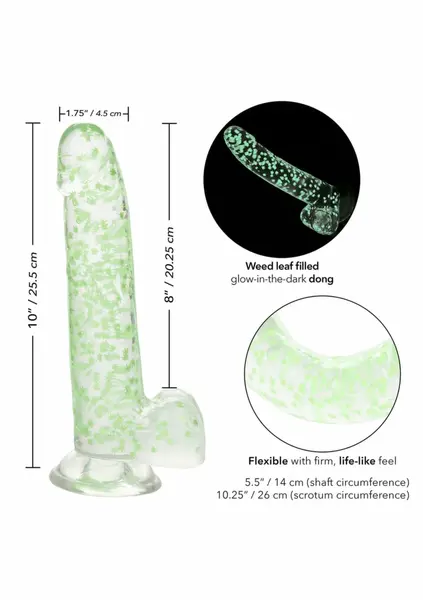 Naughty Bits I Leaf Glow-in-the-Dark Dong 20 cm Suction Cup Green