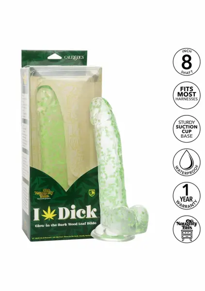 Naughty Bits I Leaf Glow-in-the-Dark Dong 20 cm Suction Cup Green