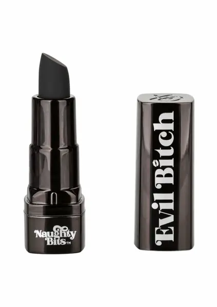 Naughty Bits Evil Bitch Lipstick Vibrator Black Compact 10-Function