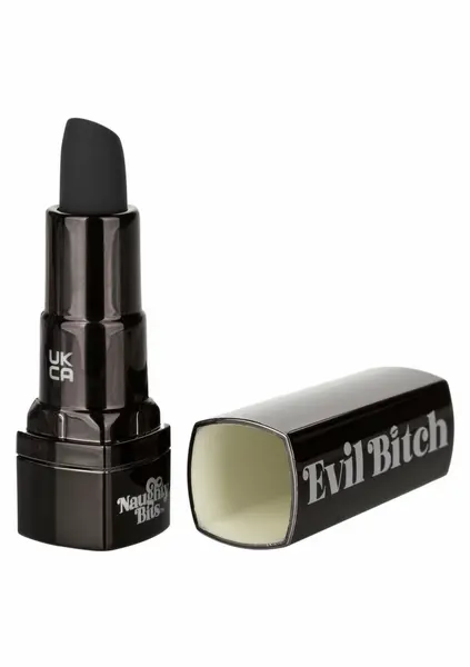 Naughty Bits Evil Bitch Lipstick Vibrator Black Compact 10-Function