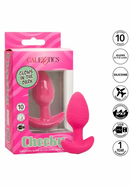 Cheeky Cheeky Glow Vibrating Plug S Glow-in-the-Dark Silicone, USB, IPX7