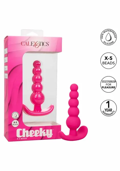 Cheeky X-5 Beads Flexible Silicone Beaded Probe with Pull Handle