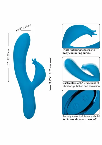 Azure Collection Flutter G Dual Motor Silicone Massager Waterproof