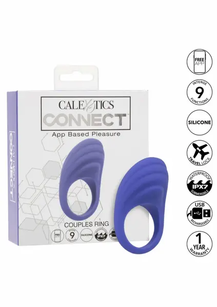 Connect силиконов пръстен за двойки с приложение, син