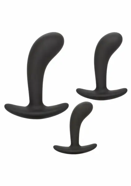 CalExotics Silicone Prostate Kit 3-Piece Set with Pull Handles Black