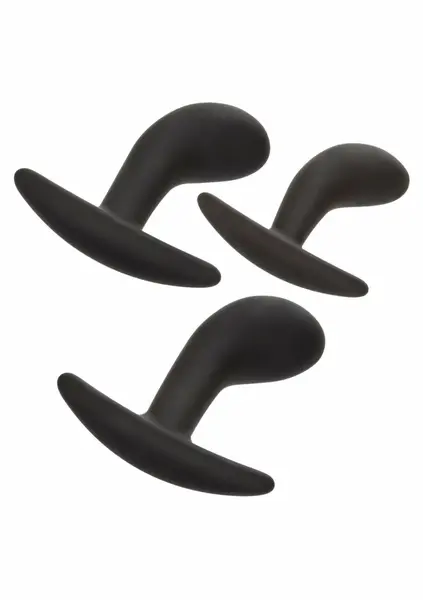 CalExotics Silicone Prostate Kit 3-Piece Set with Pull Handles Black