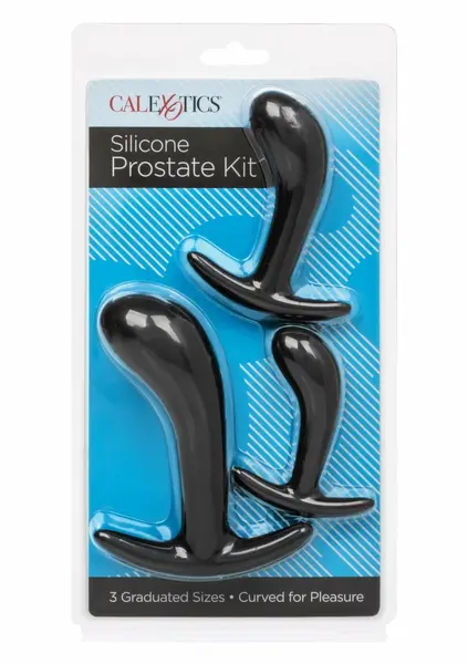 CalExotics Silicone Prostate Kit 3-Piece Set with Pull Handles Black