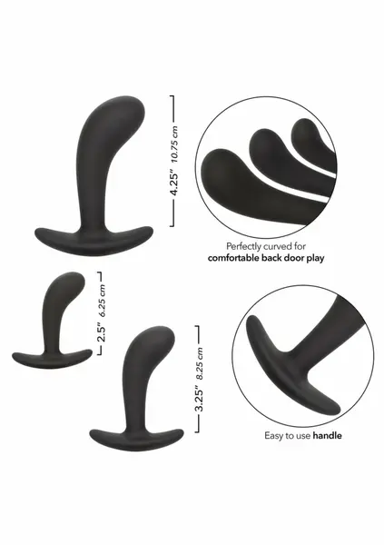 CalExotics Silicone Prostate Kit 3-Piece Set with Pull Handles Black