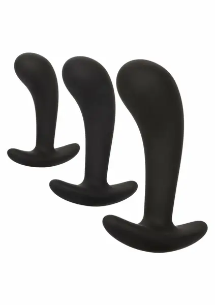CalExotics Silicone Prostate Kit 3-Piece Set with Pull Handles Black