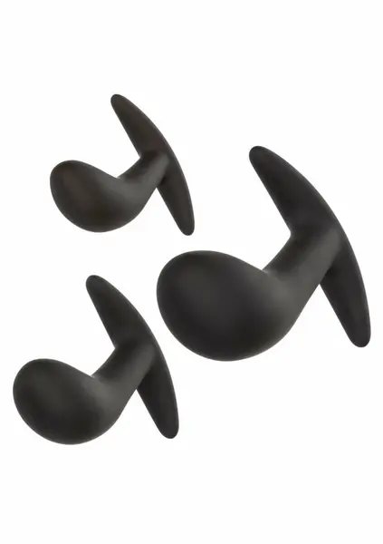 CalExotics Silicone Prostate Kit 3-Piece Set with Pull Handles Black