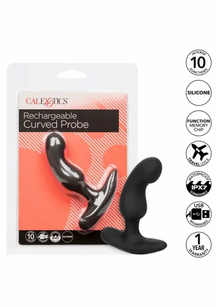 CalExotics Rechargeable Curved Probe Silicone Intimate Device Black