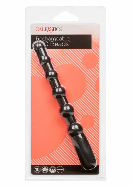 CalExotics Rechargeable X-10 Beads Flexible Silicone 10-Function Black