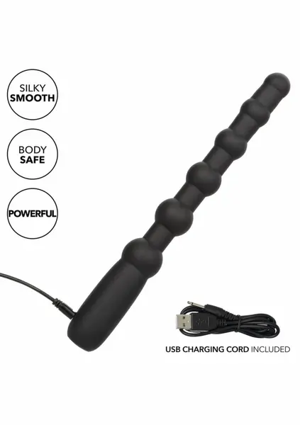 CalExotics Rechargeable X-10 Beads Flexible Silicone 10-Function Black