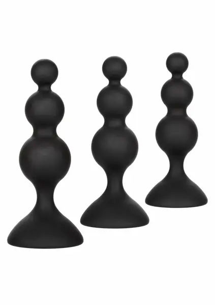 CalExotics Silicone Beaded Anal Kit 3-Piece Graduated Set Black
