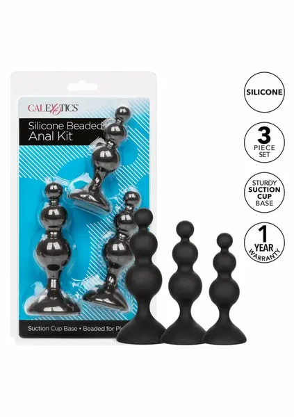 CalExotics Silicone Beaded Anal Kit 3-Piece Graduated Set Black