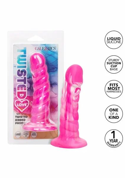 Twisted Love Twisted Ribbed Probe Liquid Silicone Flexible Black 17 cm