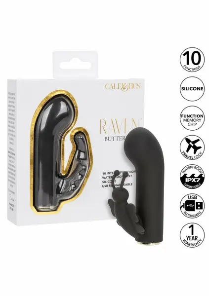 Raven Butterfly Mini Dual Massager - Compact Curved Design, Black