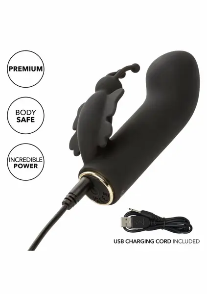 Raven Butterfly Mini Dual Massager - Compact Curved Design, Black
