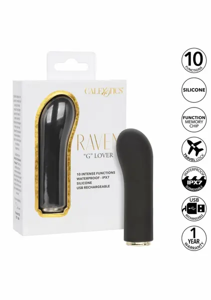 Raven G Lover Mini Massager 10-Function Curved Tip Black 716770109880