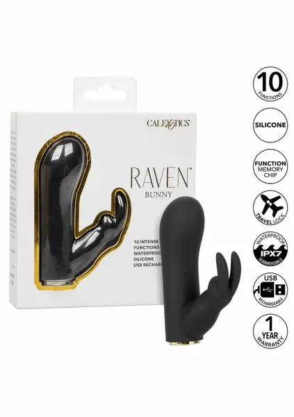 Raven Bunny Mini Dual Massager Waterproof Silicone USB Rechargeable