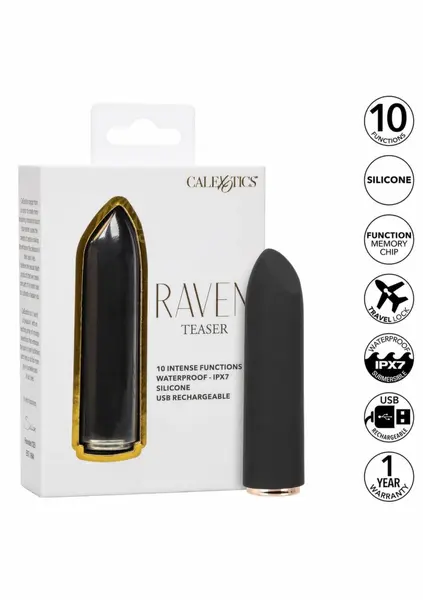 Raven Teaser Mini Massager, 10 Modes, Waterproof, USB Rechargeable