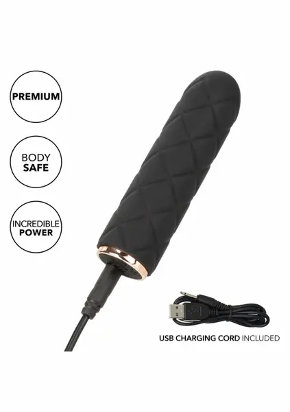 Raven Quilted Seducer Mini Massager, 10 Modes, Waterproof, USB, Black
