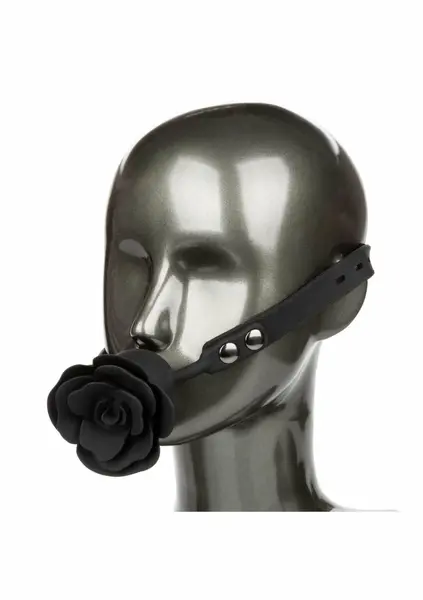 Forbidden силиконов гег със сваляща се роза, черен, регулируем