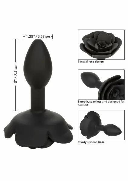 Forbidden Rose Anal Plug Small Silicone Ergonomic Pink 7.5 cm
