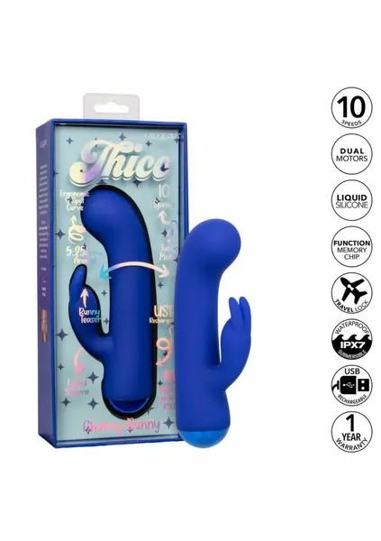 Thicc Chubby Bunny Dual Motor Liquid Silicone Massager, Pink, 5.25