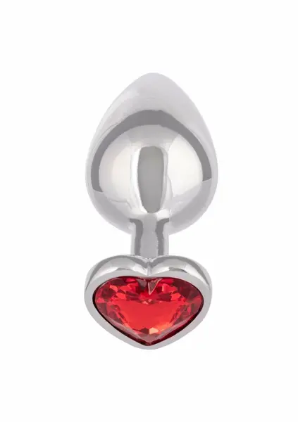 Jewel Large Ruby Heart Plug - Metallic Intimate Accessory, Red Gem, Large