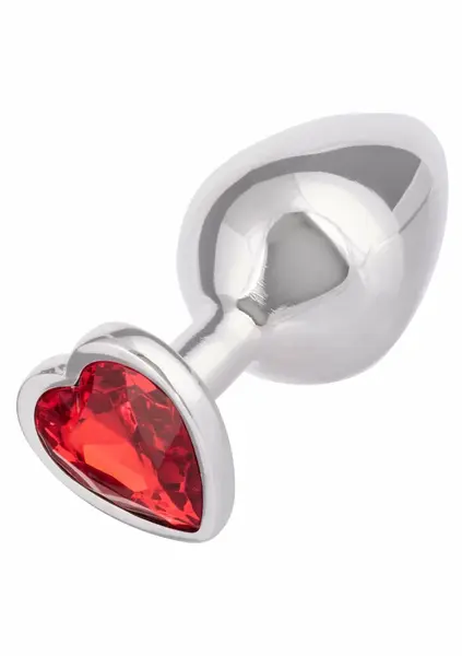 Jewel Large Ruby Heart Plug - Metallic Intimate Accessory, Red Gem, Large