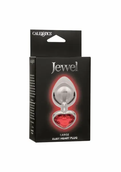 Jewel Large Ruby Heart Plug - Metallic Intimate Accessory, Red Gem, Large
