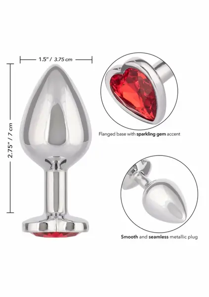 Jewel Large Ruby Heart Plug - Metallic Intimate Accessory, Red Gem, Large