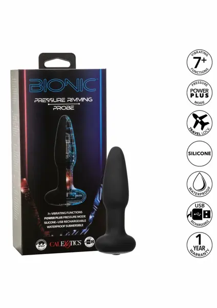 Bionic Pressure Rimming Probe Silicone Intimate Device, 7 Modes, Black