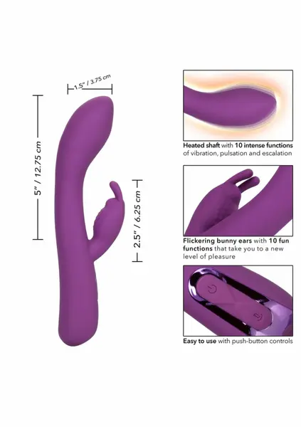 Jack Rabbit Elite Warming Rabbit Silicone Intimate Device Pink USB