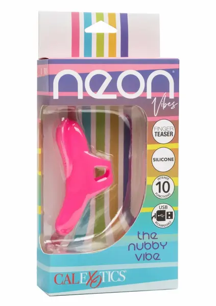Neon Vibes The Nubby Vibe Finger Massager, 10 Modes, Waterproof, Pink