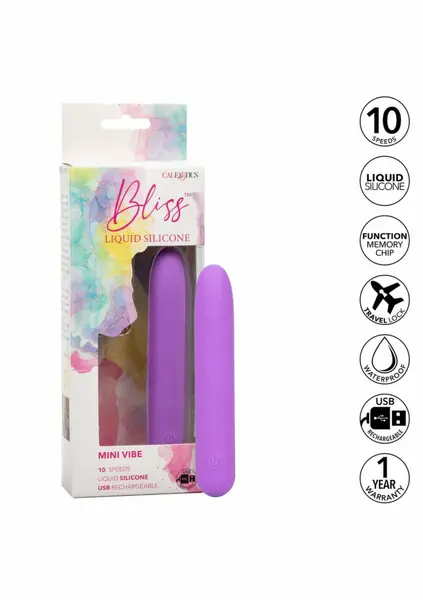 Bliss Mini Vibrator Liquid Silicone Compact 10-Speed USB Rechargeable