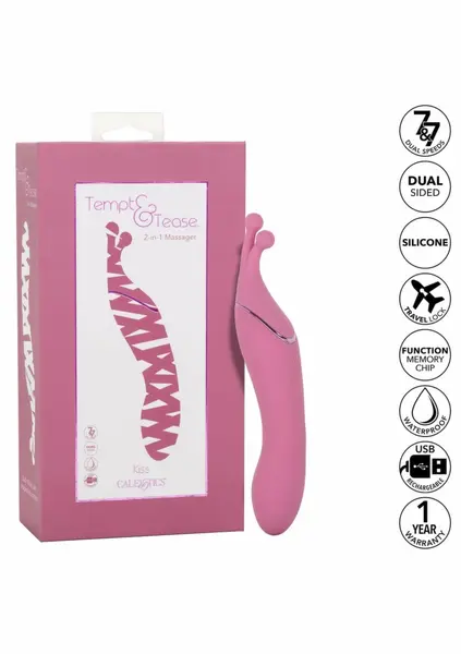 CalExotics Tempt And Tease Kiss Dual-Ended Massager Pink
