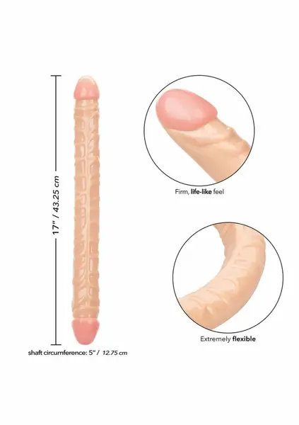 Size Queen Double Dong 17 inch Flexible Dual-Ended Model Clear