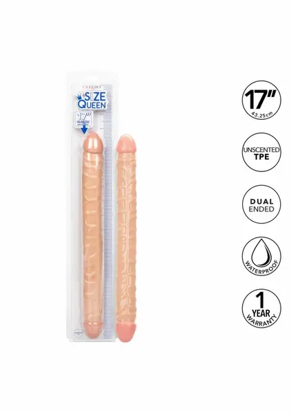 Size Queen Double Dong 17 inch Flexible Dual-Ended Model Clear