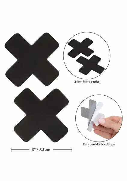 Boundless 2 Nipple Pasties Self-Adhesive X-Shaped Black Set