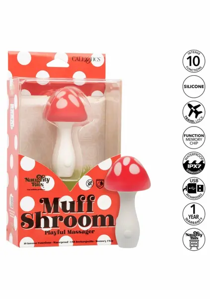 Naughty Bits Muff Shroom Compact Vibrating Massager Pink 10 Modes