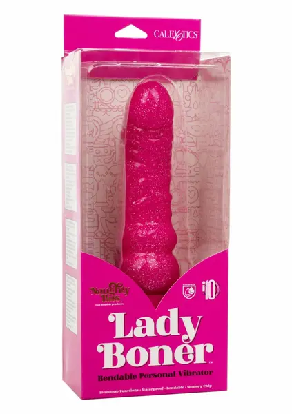 Lady Boner гъвкав вибратор с блясък, розов, 21 см