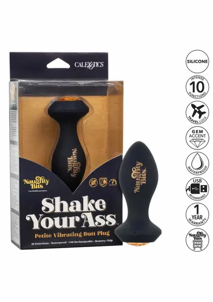 Naughty Bits Shake Your Ass Vibrating Plug Silicone Black USB