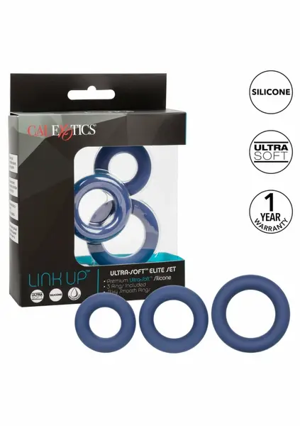 Link Up Ultra Soft Elite комплект силиконови пръстени за пенис, 3 бр.