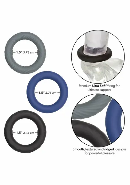 CalExotics Link Up Ultra Soft Extreme Set - 3 Textured Silicone Rings